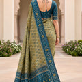 Stunning Olive Green Soft Patola Silk Saree Zari Weaving Work for Women