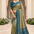 Stunning Olive Green Soft Patola Silk Saree Zari Weaving Work for Women