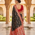 Elegant Black Soft Banarasi Silk Saree with Zari Weaving Work for Women
