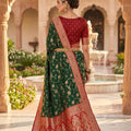 Graceful Green Soft Banarasi Silk Saree with Zari Weaving Work for Women