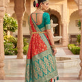Premium Rust Orange Soft Banarasi Silk Saree with Zari Weaving Work for Women