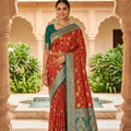 Premium Rust Orange Soft Banarasi Silk Saree with Zari Weaving Work for Women