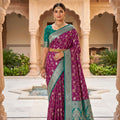 Beautiful Magenta Soft Banarasi Silk Saree with Zari Weaving Work for Women