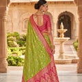 Stylish Lime Green Soft Banarasi Silk Saree Zari Weaving Work for Women