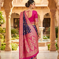 Lovely Purple Soft Banarasi Silk Saree with Zari Weaving Work for Women