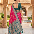 Stunning Rani Pink Soft Banarasi Silk Saree with Zari Weaving Work for Women