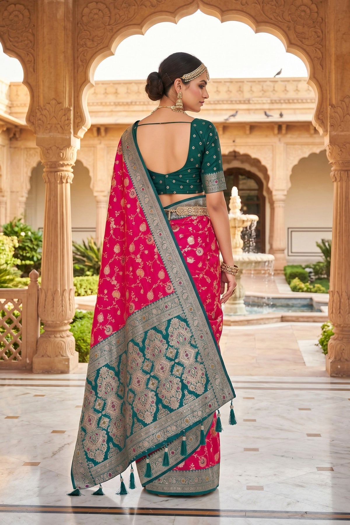 Stunning Rani Pink Soft Banarasi Silk Saree with Zari Weaving Work for Women