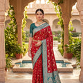 Trendy Red Soft Banarasi Silk Saree with Zari Weaving Work for Women