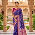 Royal Blue Soft Banarasi Silk Saree  Zari Weaving Work for Women