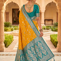 Refreshing Yellow Soft Banarasi Silk Saree with Zari Weaving  Work for Women