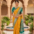 Refreshing Yellow Soft Banarasi Silk Saree with Zari Weaving  Work for Women