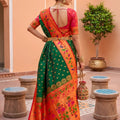 Gracefull Green Soft Paithani Silk Saree Meenakari Motifs Design for Women