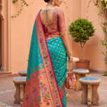 Royal Sky Blue Soft Paithani Silk Saree Meenakari Motifs Design for Women