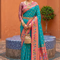 Royal Sky Blue Soft Paithani Silk Saree Meenakari Motifs Design for Women