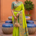 Elegant Lime Green Soft Paithani Silk Saree Meenakari Motifs Design for Women