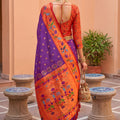 Vibrant Purple Soft Paithani Silk Saree Meenakari Motifs Design for Women