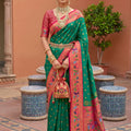 Emerald Green Soft Paithani Silk Saree Meenakari Motifs Design for Women