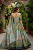Stylish Olive Green Floral Digital Printed Tabby Silk Designer Lehenga Choli with Matching Dupatta for Wedding