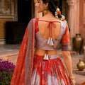 Vibrant Orange Floral Digital Printed Tabby Silk Designer Lehenga Choli with Matching Dupatta