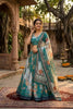 Wonderful Teal Blue Floral Digital Printed Tabby Silk Designer Lehenga Choli with Matching Dupatta 
