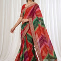 Elegant Multicolor Georgette Digital Printed Saree Embroidered Border for Wedding