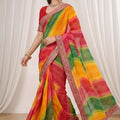 Multicolor Georgette Digital Printed Saree Embroidered Border for Wedding