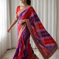 Gracefull Multicolor Georgette Digital Printed Saree Embroidered Border for Wedding