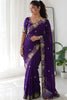 Royal Purple Rangoli Silk Embroidered Saree Border for Wedding