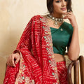 Royal Red Georgette Bandhani Printed Saree Border for Wedding