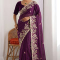 Stylish Purple Rangoli Silk Embroidered Heavy Border for Wedding