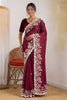 
Luxury Maroon Rangoli Silk Embroidered Saree Heavy Border for Wedding
