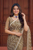 Gracefull Olive Green Net Embroidered Saree Sequins Work for Wedding