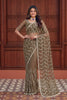 Gracefull Olive Green Net Embroidered Saree Sequins Work for Wedding