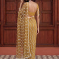 Stylish Mustard Yellow Net Embroidered Saree with Sequins Work for Wedding