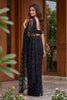 Luxury Black Net Embroidered Saree Sequins Work for Wedding