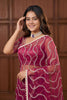 Beautiful Rani Pink Net Embroidered Saree with Sequins Work for Wedding