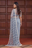 Elegant Grey Net Sequins Embroidered Saree with Border for Wedding