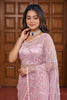 Beautiful Pink Net Sequins Work Saree Heavy Work Border for Wedding