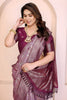 Stylish Lavender Pure Cotton Spun Jacquard Zari Weaving Saree for Wedding