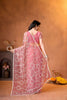 Beautiful Pink Net Saree with Embroidery Work for Wedding
