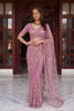 Beautiful Mauve Net Saree Heavy Embroidery Sequins Work for Wedding