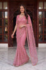 Beautiful Pink Net Designer Saree Sequins Embroidery Work for Wedding