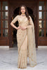 Stylish Beige Net Designer Saree Sequins Embroidery Work for Wedding