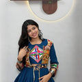 Stunning Teal Blue Cotton Navratri Lehenga Choli with Kutchi Embroidered Jacket for Women