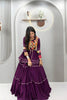 Glorious Purple Cotton Navratri Lehenga Choli with Kutchi Embroidered Jacket for Women