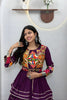 Glorious Purple Cotton Navratri Lehenga Choli with Kutchi Embroidered Jacket for Women