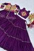 Glorious Purple Cotton Navratri Lehenga Choli with Kutchi Embroidered Jacket for Women