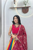 Stylish Multicolor Cotton Mirror Work Navratri Lehenga Choli with Maroon Dupatta