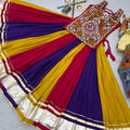 Vibrant Multicolor Cotton Navratri Lehenga Choli with Gamthi Work for Women
