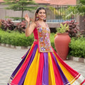 Vibrant Multicolor Cotton Navratri Lehenga Choli with Gamthi Work for Women